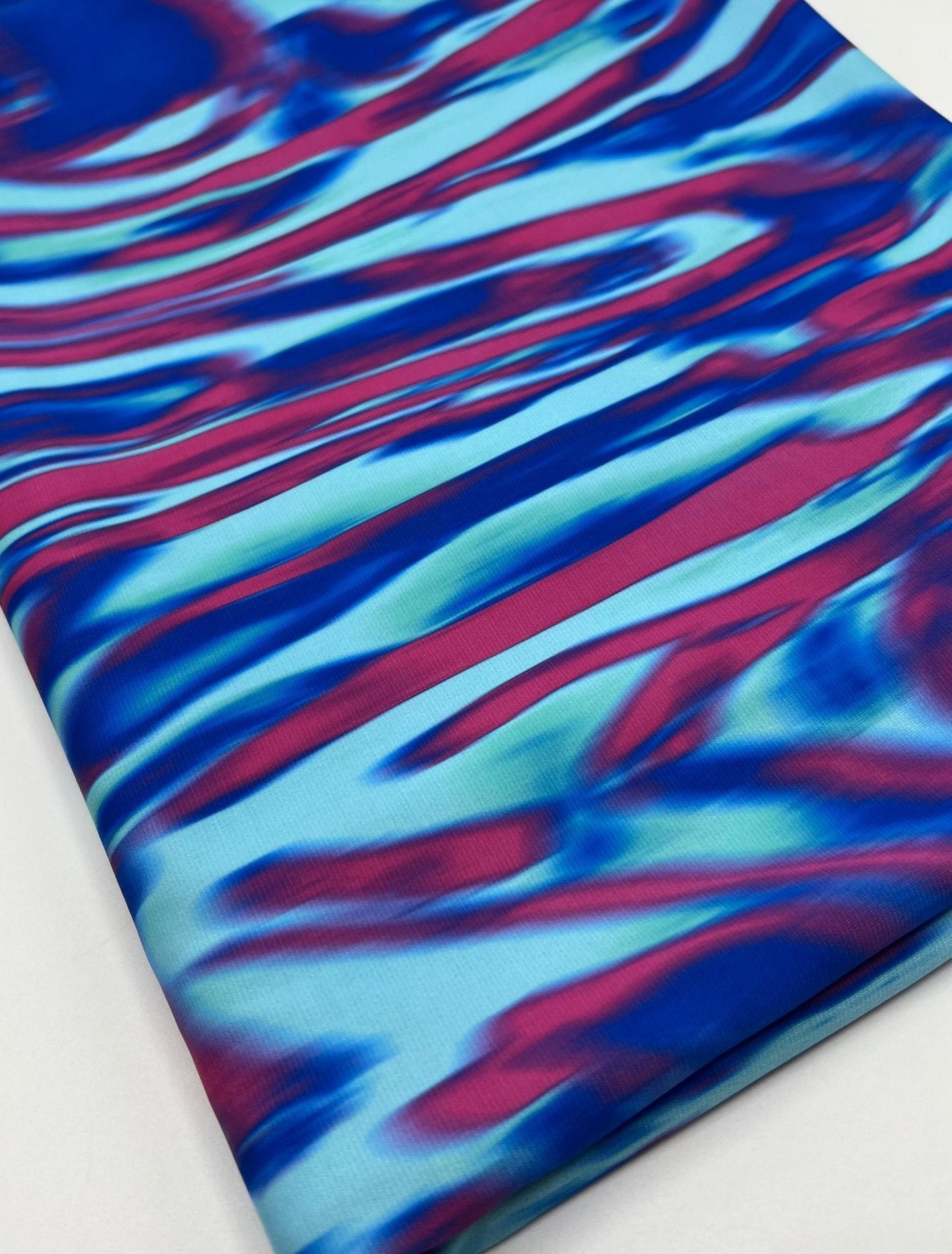 Blue Pink Mix Print ITY Fabric 2 Way Stretch