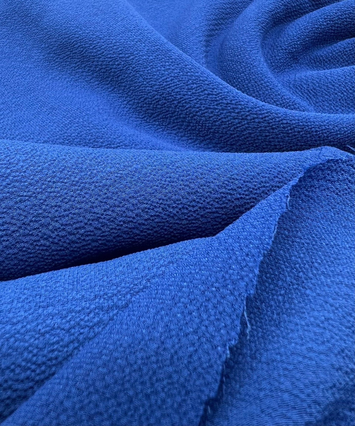 Blue Plain Lightweight Bubble Crepe Fabric