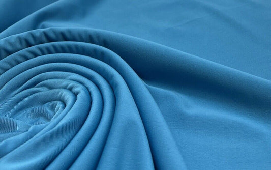 Blue Plain Shiny Soft Touch Slinky 4 Way Stretch Fabric