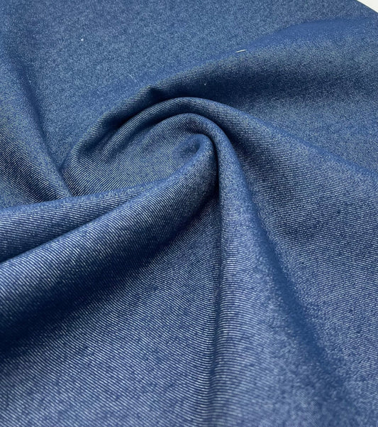Blue Plain Washed Stretch Denim 280GSM
