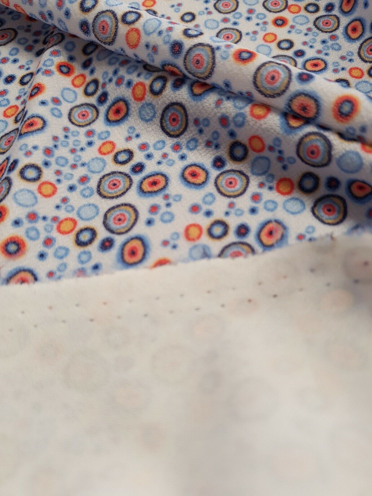Blue Small Circles Print Lightweigh Jersey Crepe Fabric 4 Way Stretch
