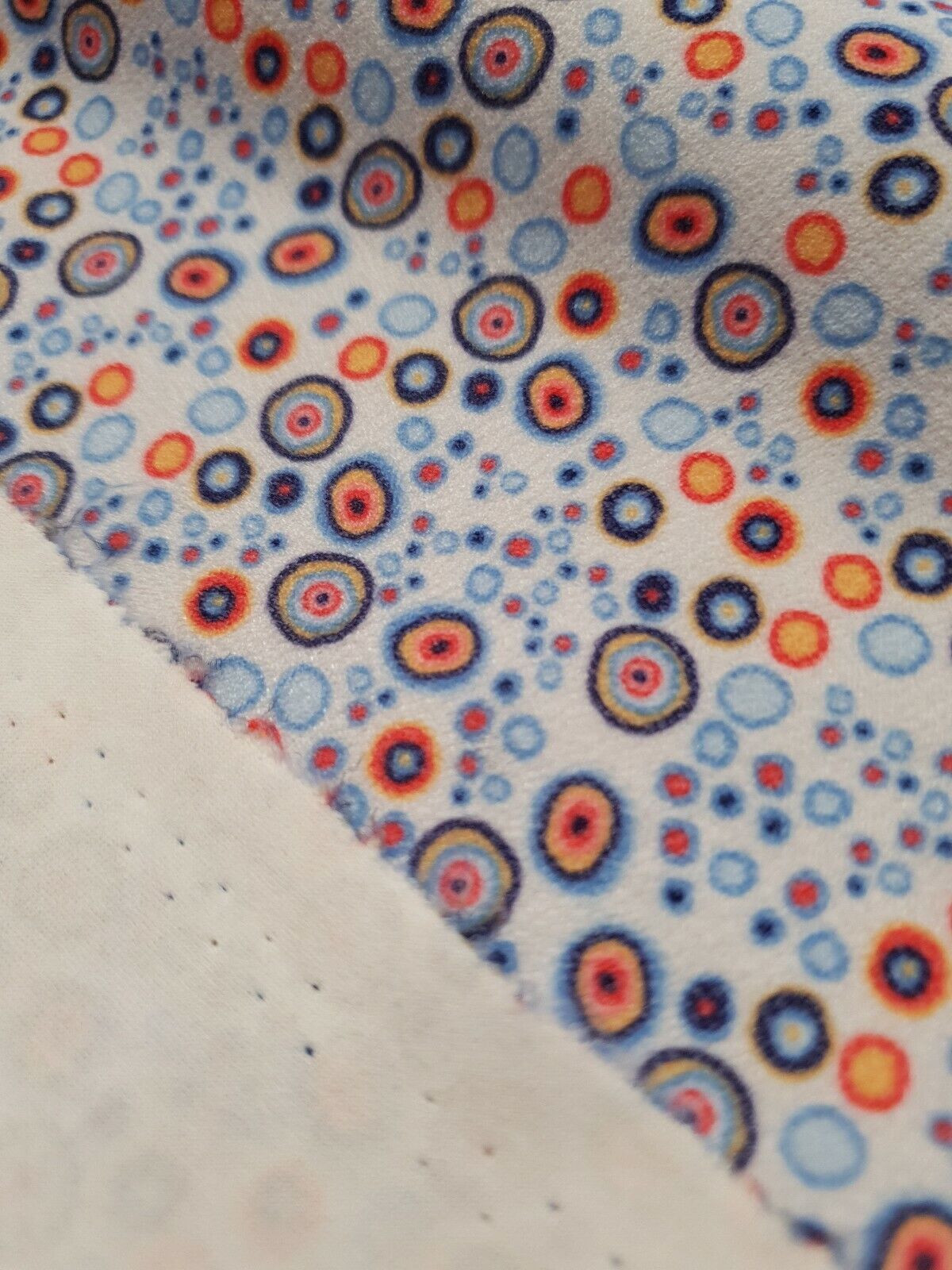 Blue Small Circles Print Lightweigh Jersey Crepe Fabric 4 Way Stretch