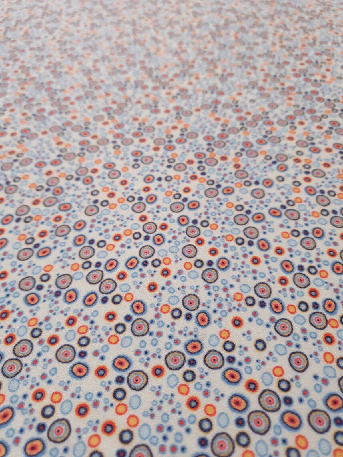 Blue Small Circles Print Lightweigh Jersey Crepe Fabric 4 Way Stretch