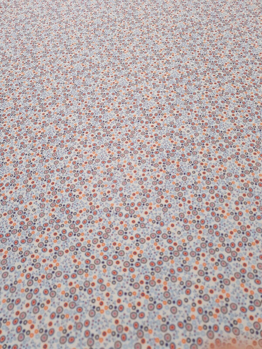 Blue Small Circles Print Lightweigh Jersey Crepe Fabric 4 Way Stretch