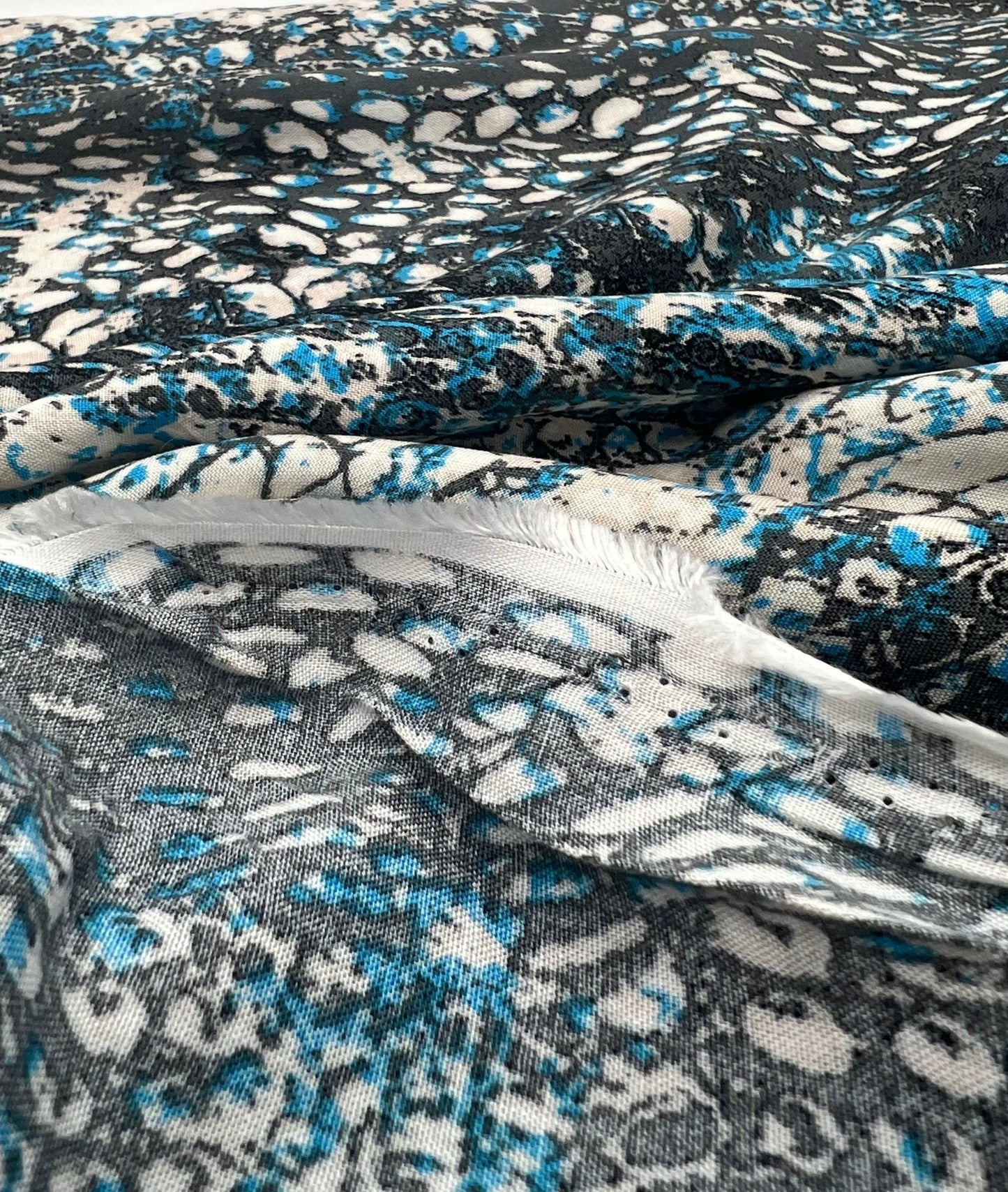 Blue Snake Mix 100% Viscose Non Stretch Fabric