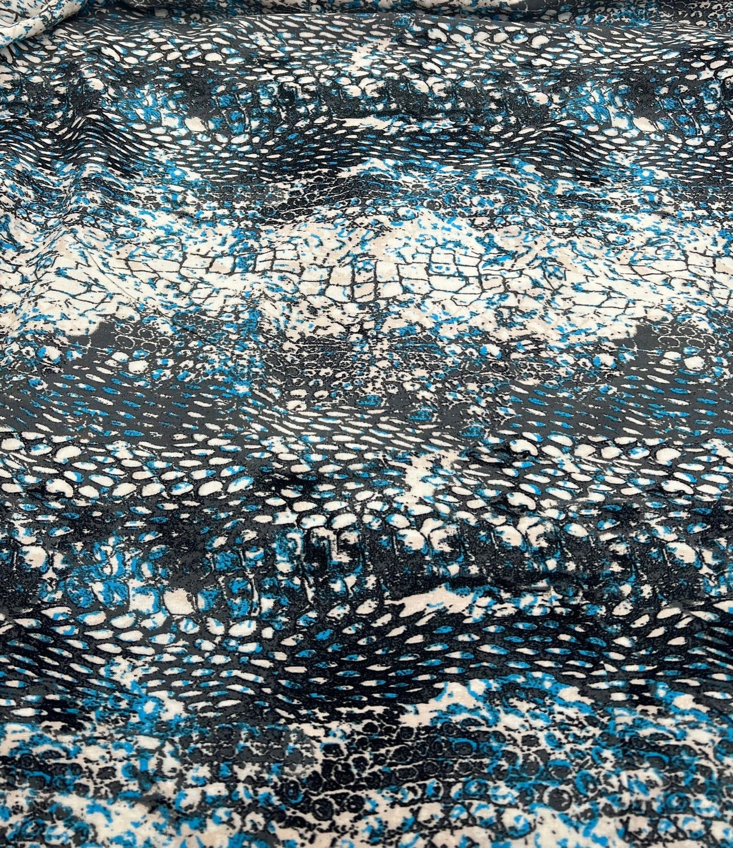 Blue Snake Mix 100% Viscose Non Stretch Fabric