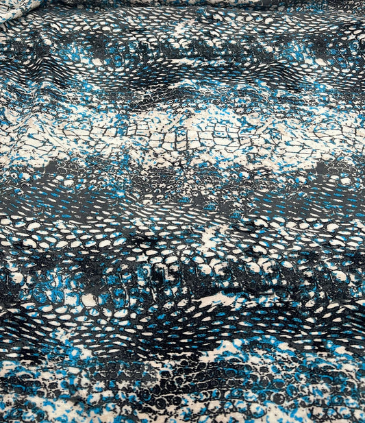 Blue Snake Mix 100% Viscose Non Stretch Fabric
