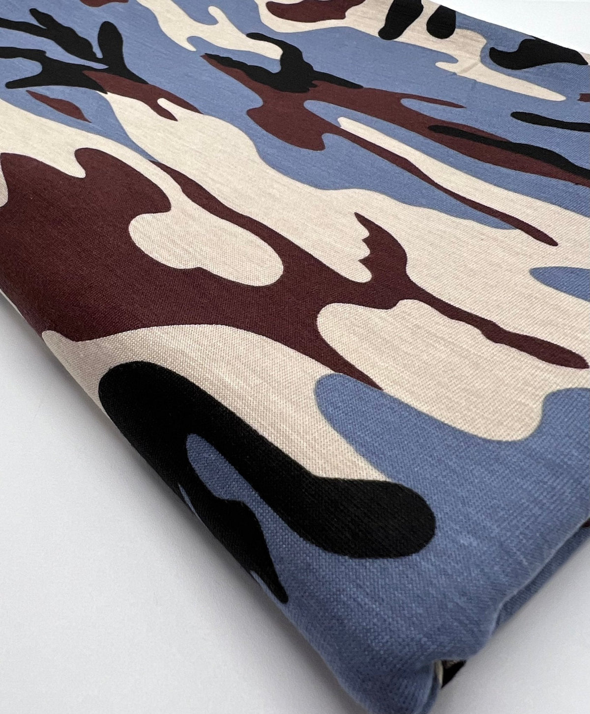 Blue Stone Brown Camo Mix Print Viscose Elastane Fabric