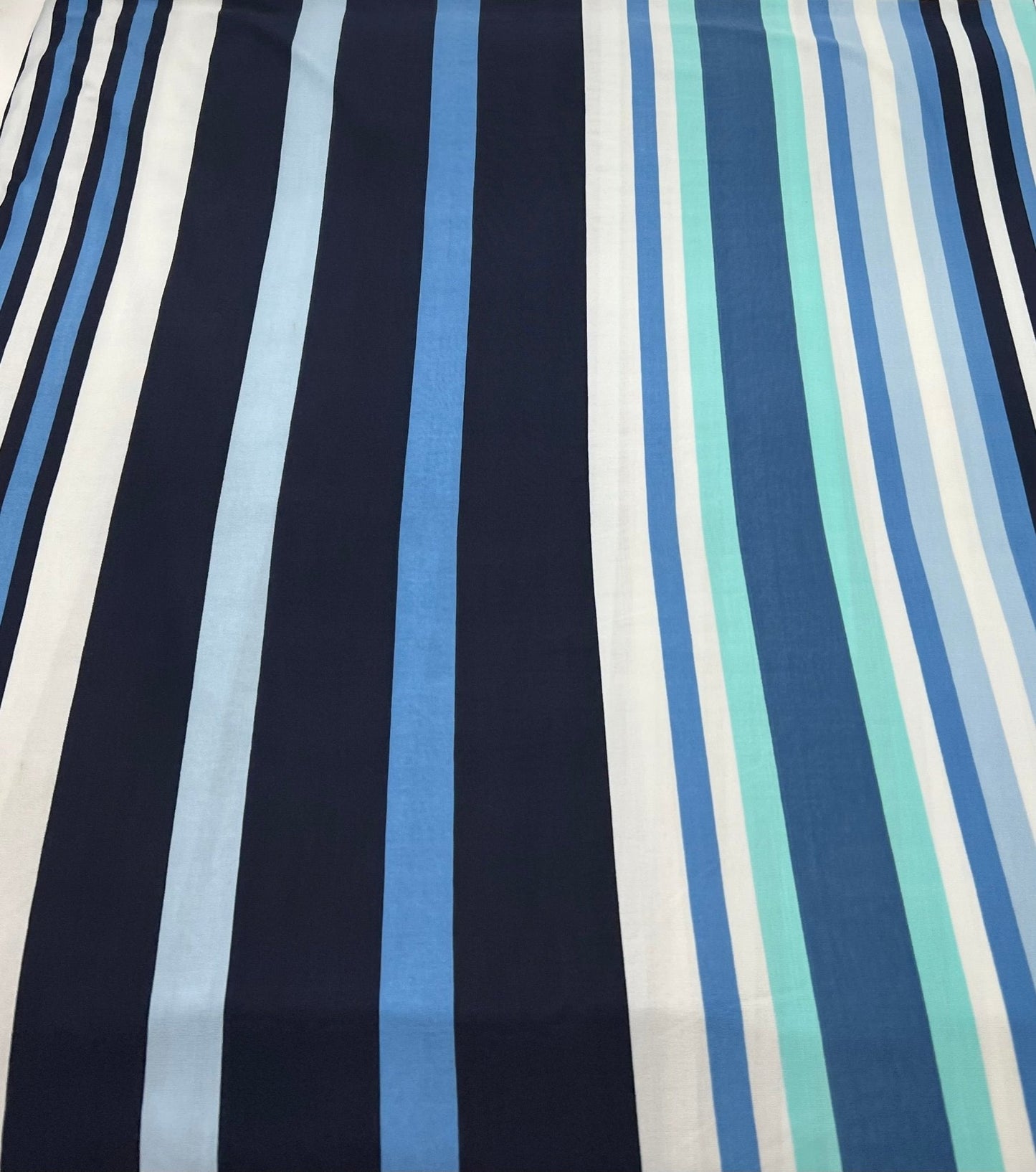 Blue Stripe Print Soft Touch 4 Way Stretch Fabric