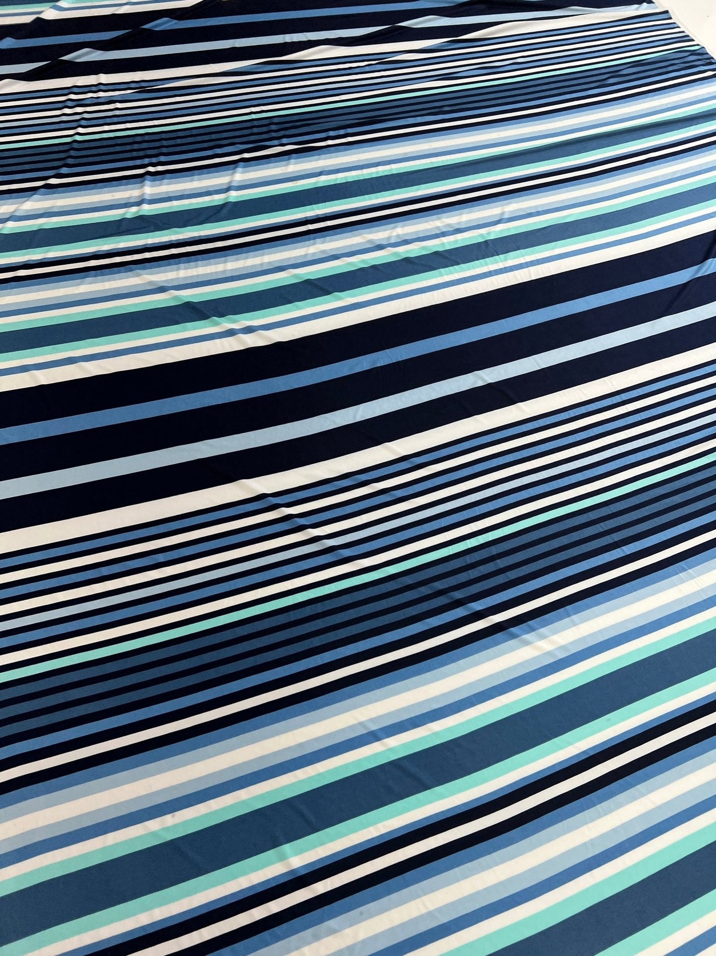 Blue Stripe Print Soft Touch 4 Way Stretch Fabric