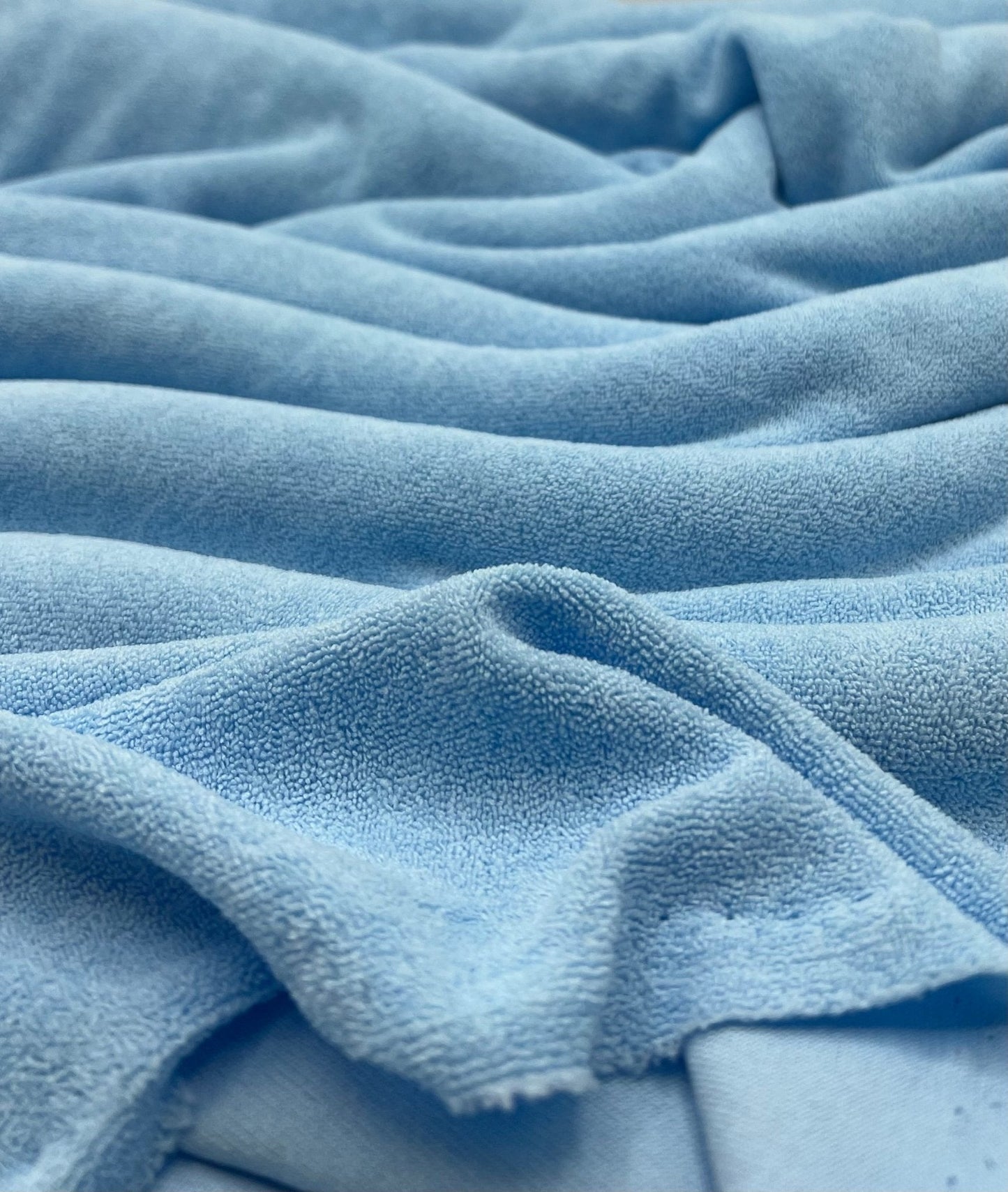 Blue Terry Towelling Polyester Stretch Dress Craft Fabric