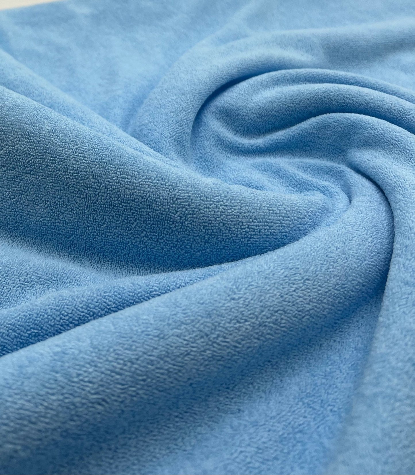 Blue Terry Towelling Polyester Stretch Dress Craft Fabric