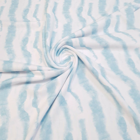 Blue Wave Printed Scuba Crepe Jersey Fabric 4 Way Stretch