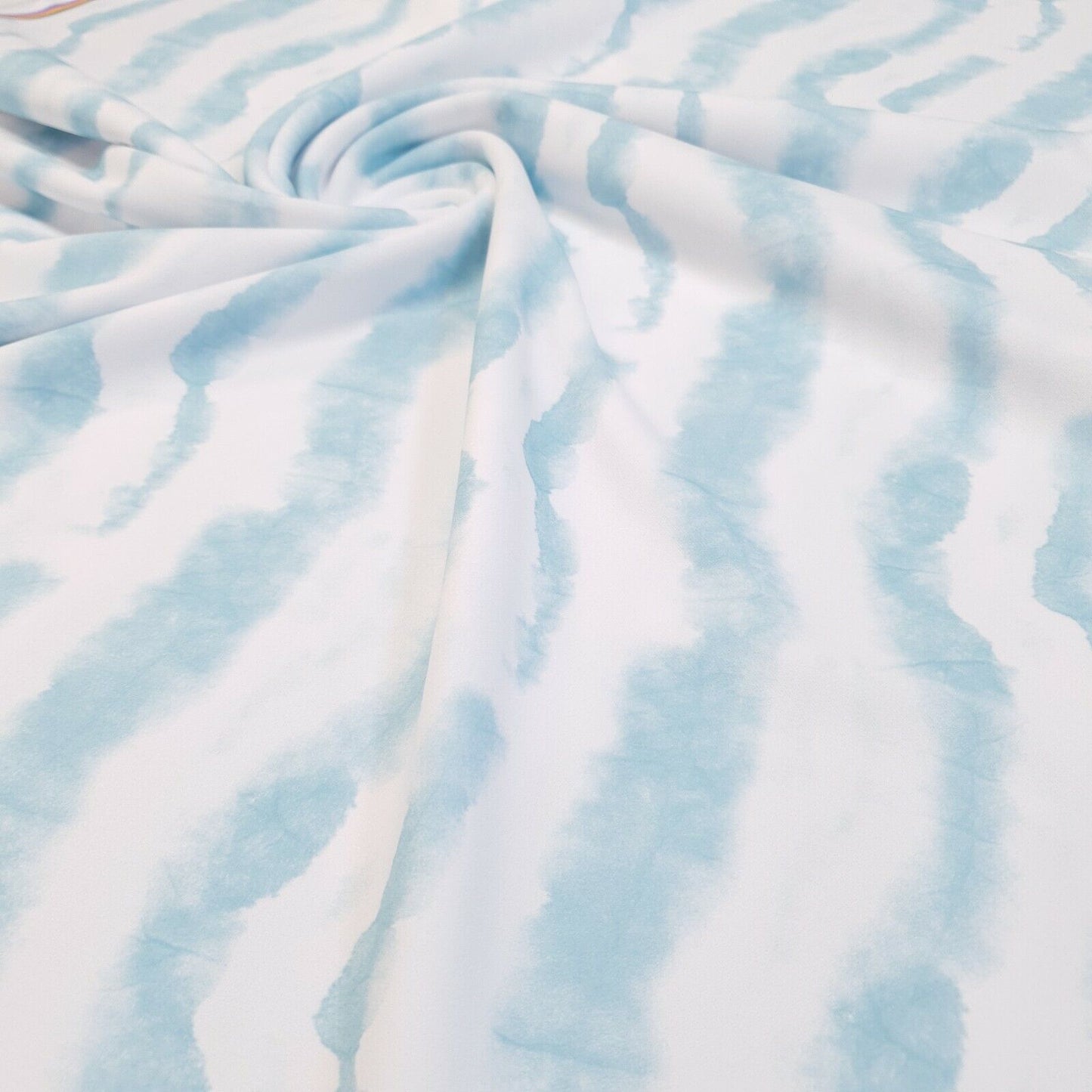 Blue Wave Printed Scuba Crepe Jersey Fabric 4 Way Stretch
