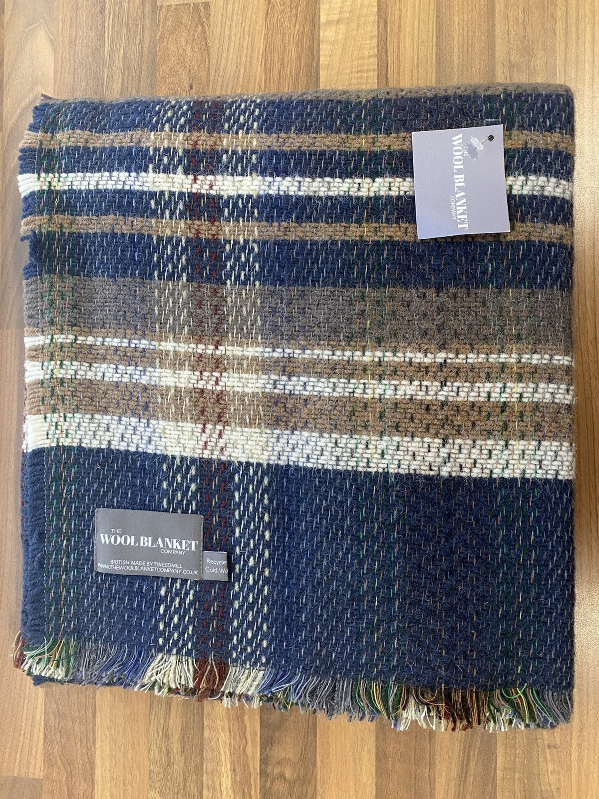 Large Checked Random Recycled Wool Blanket