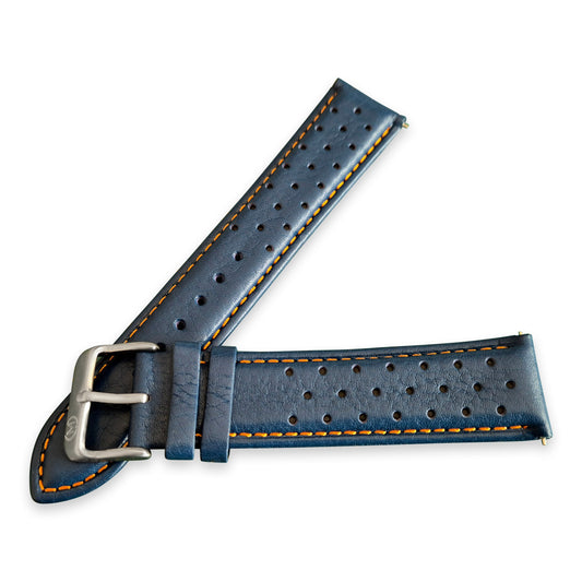 Blue And Orange Leather Rally Watch Strap