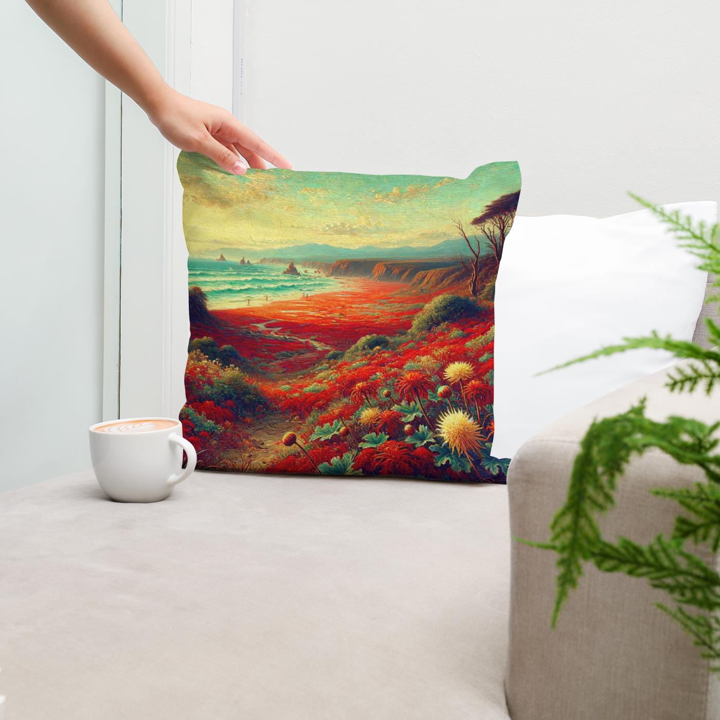 Victorian Red Beach Cotton Cushion