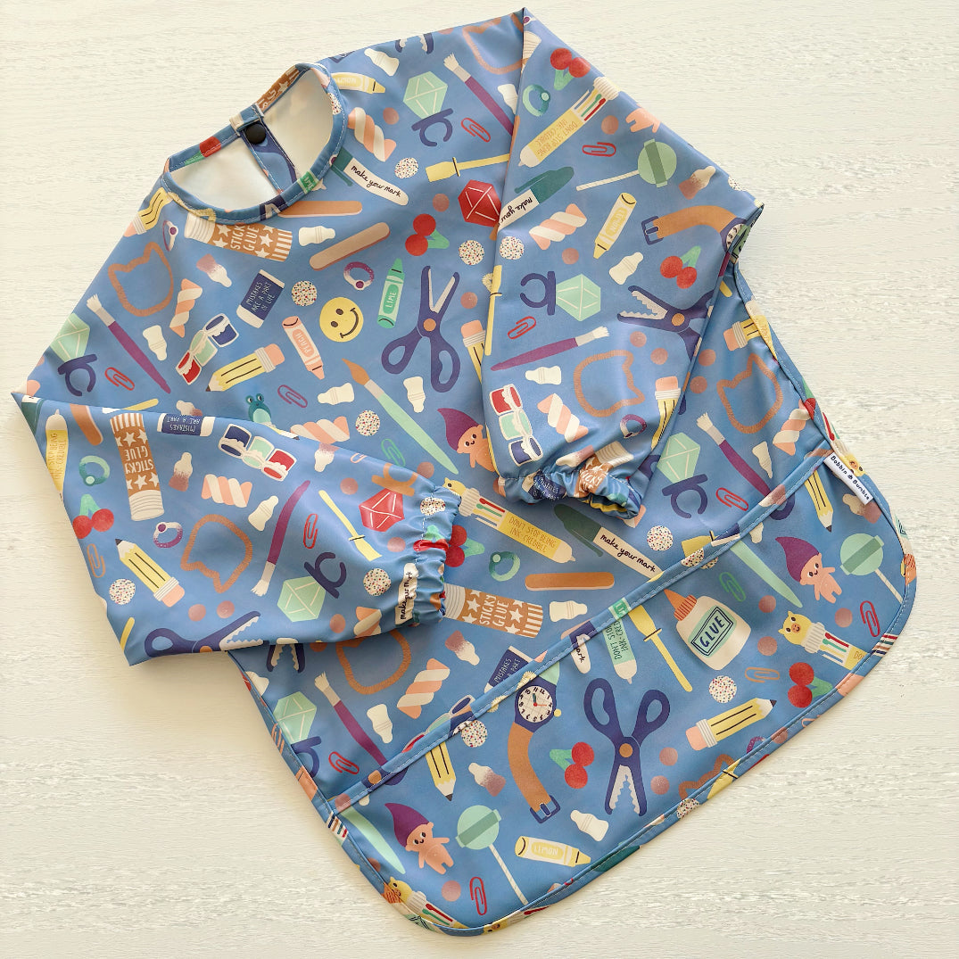 Long Sleeved Baby Bib - Crafty Print