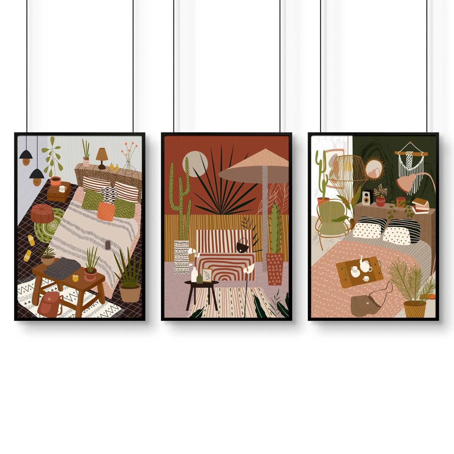 Wall art for the bedroom | set of 3 Bohemian wall art prints
