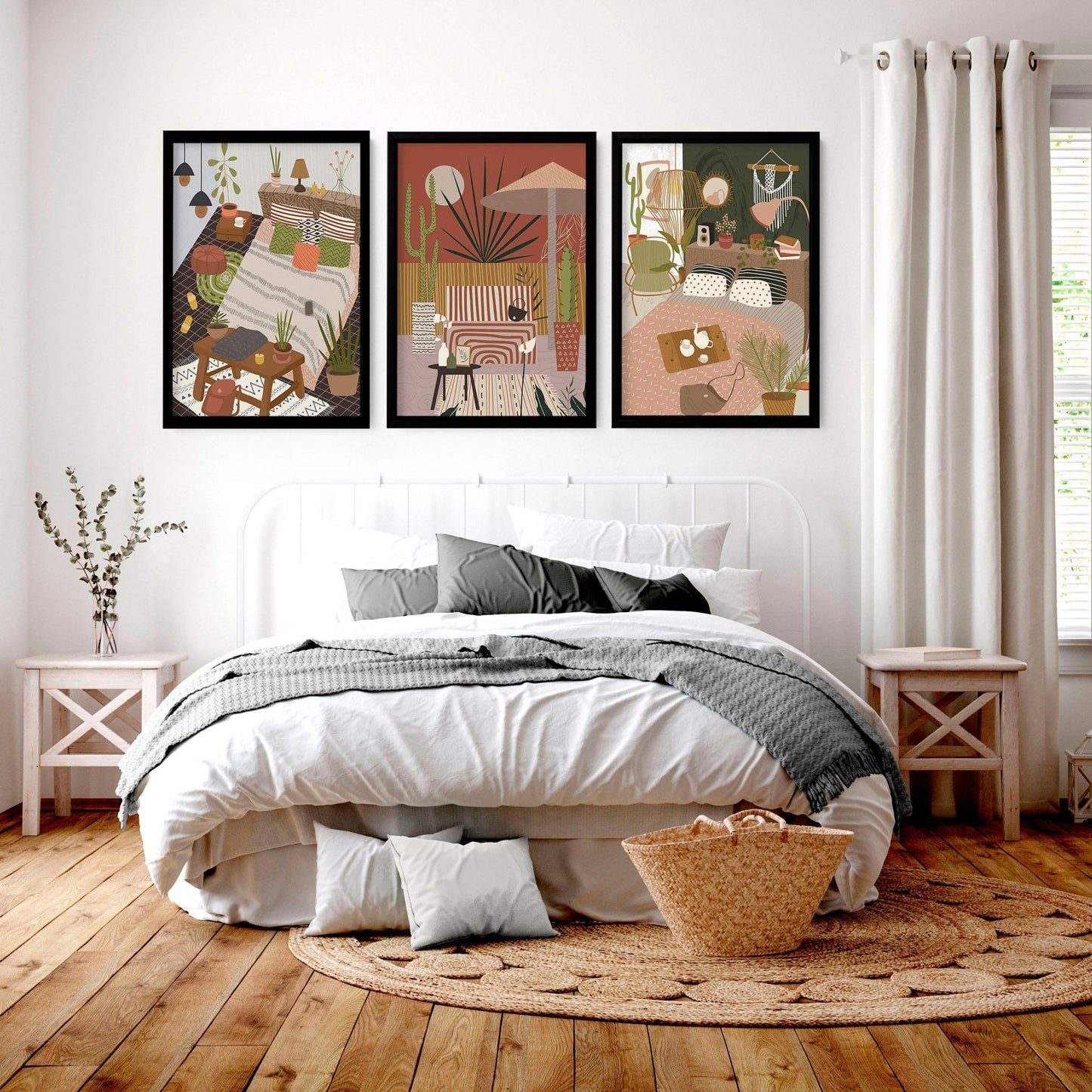 Wall art for the bedroom | set of 3 Bohemian wall art prints