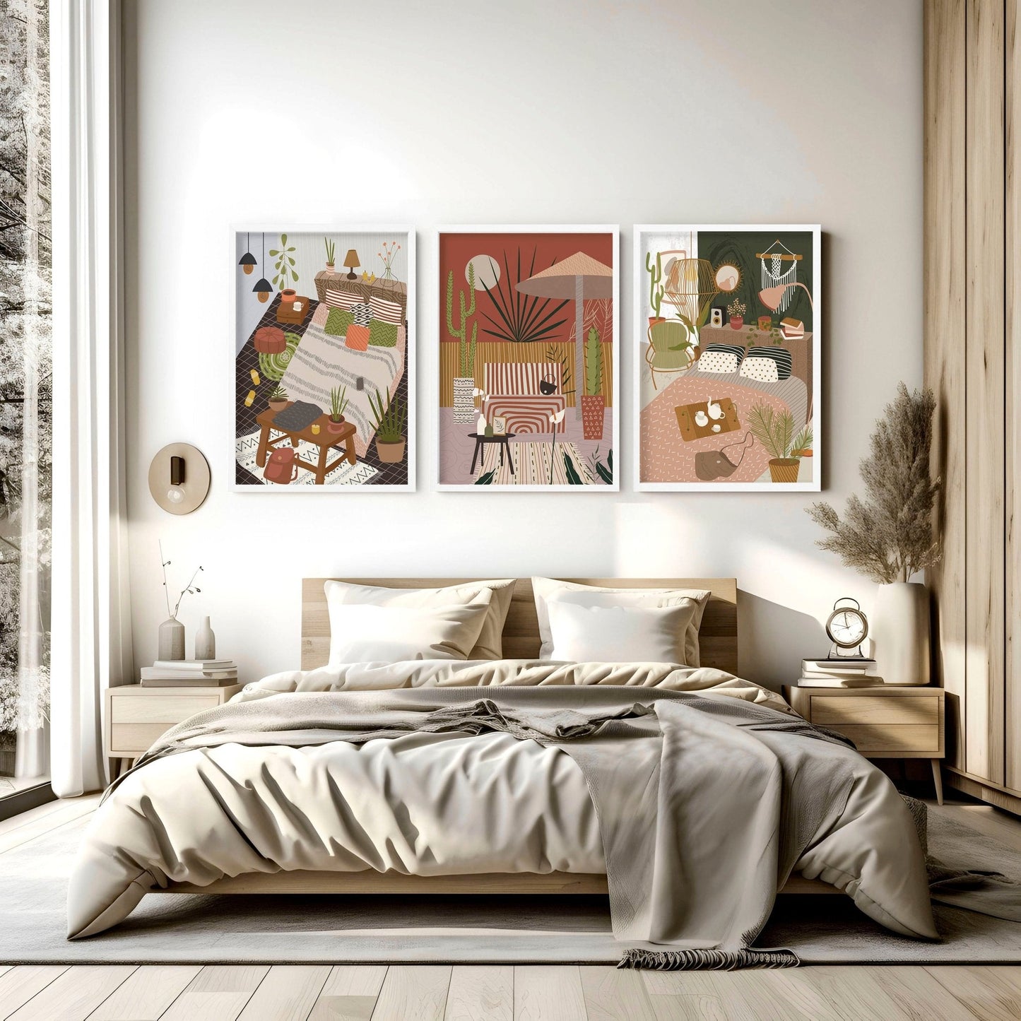 Wall art for the bedroom | set of 3 Bohemian wall art prints