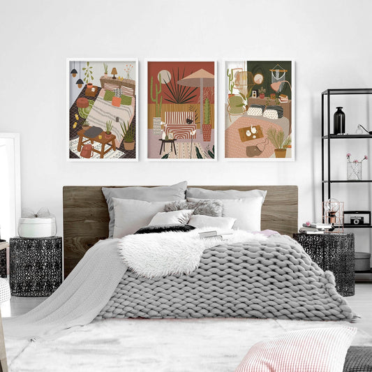 Wall art for the bedroom | set of 3 Bohemian wall art prints