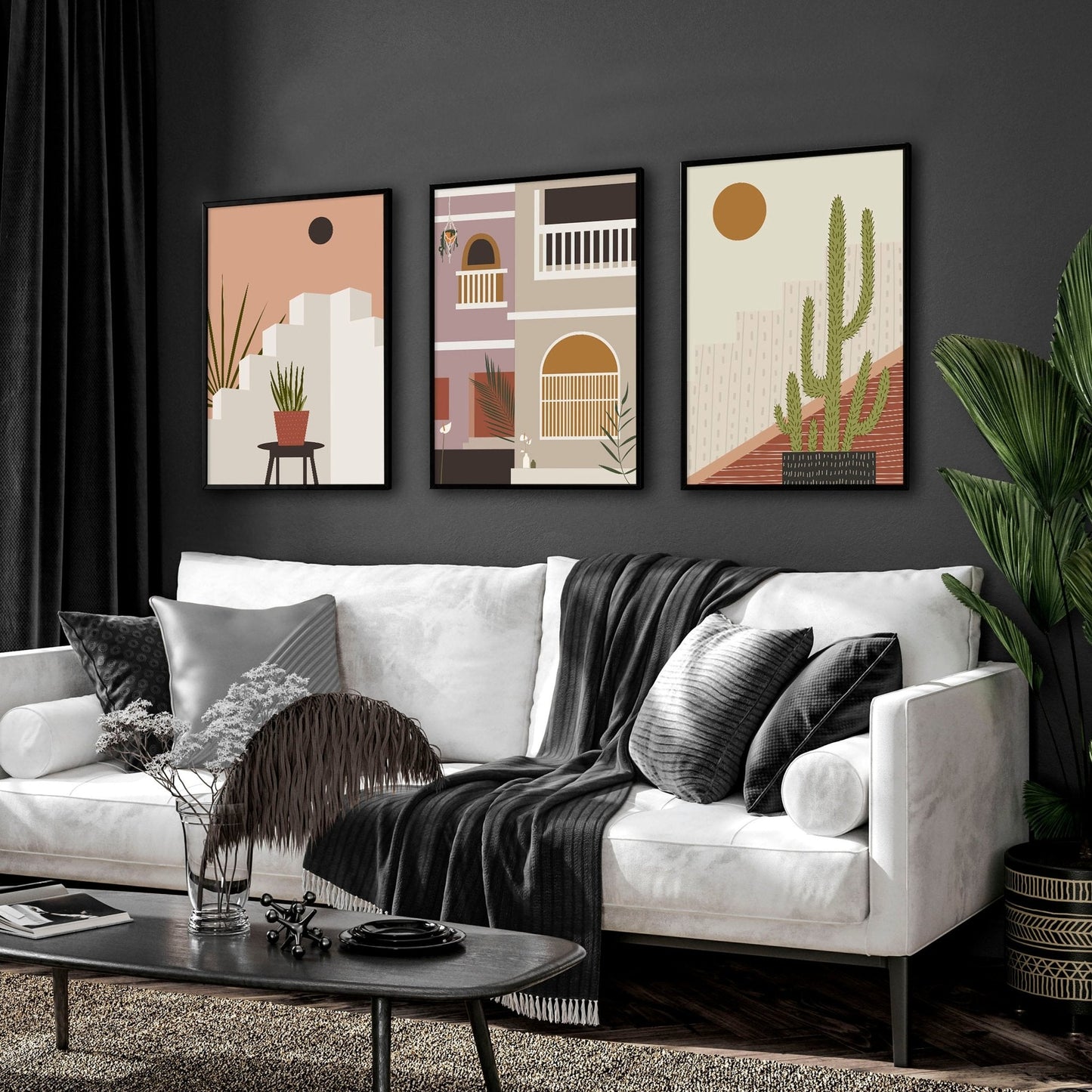 Wall art for living rooms | set of 3 Bohemian art prints