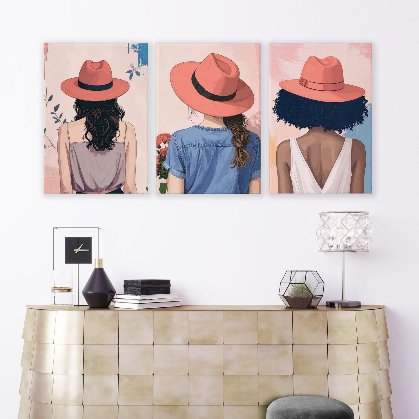 Boho Artwork | Set of 3 Boho Women Wall art Prints