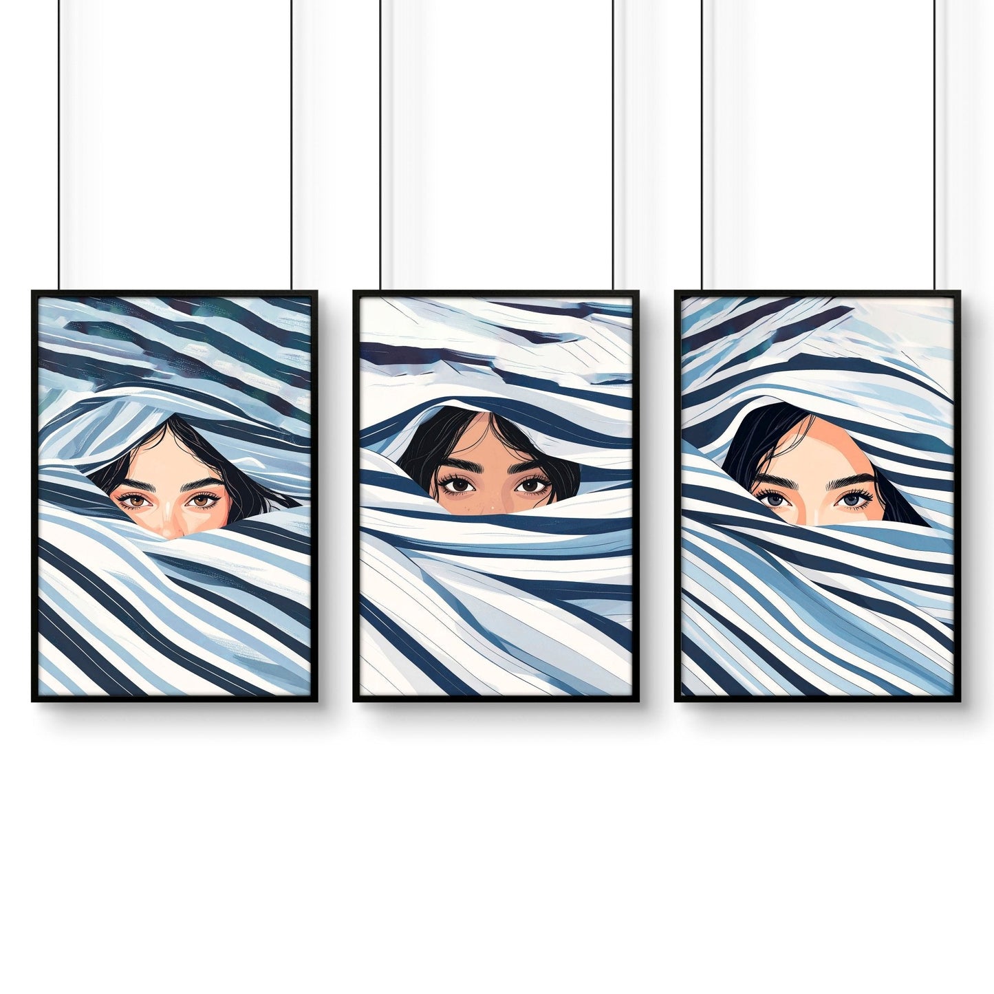 Boho Style Wall Decor | Set of 3 Boho Women Wall art Prints