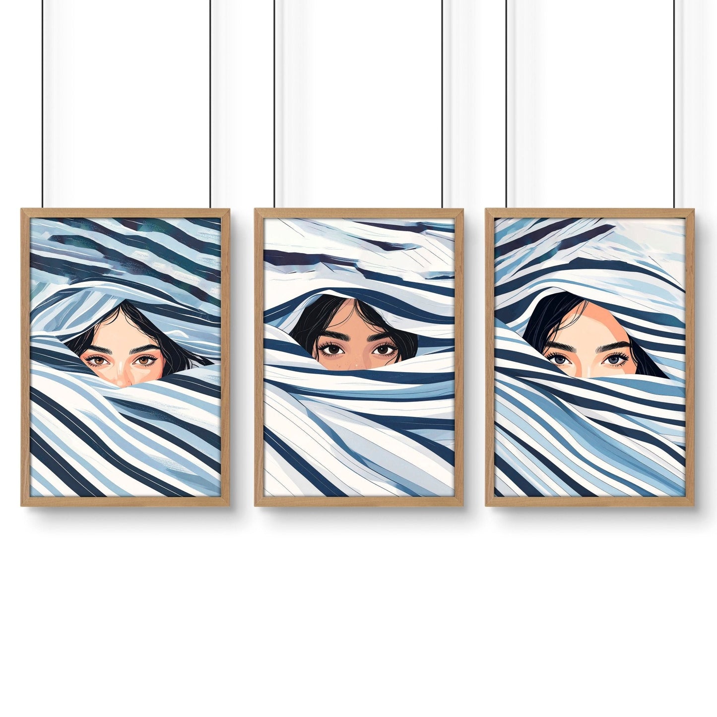 Boho Style Wall Decor | Set of 3 Boho Women Wall art Prints