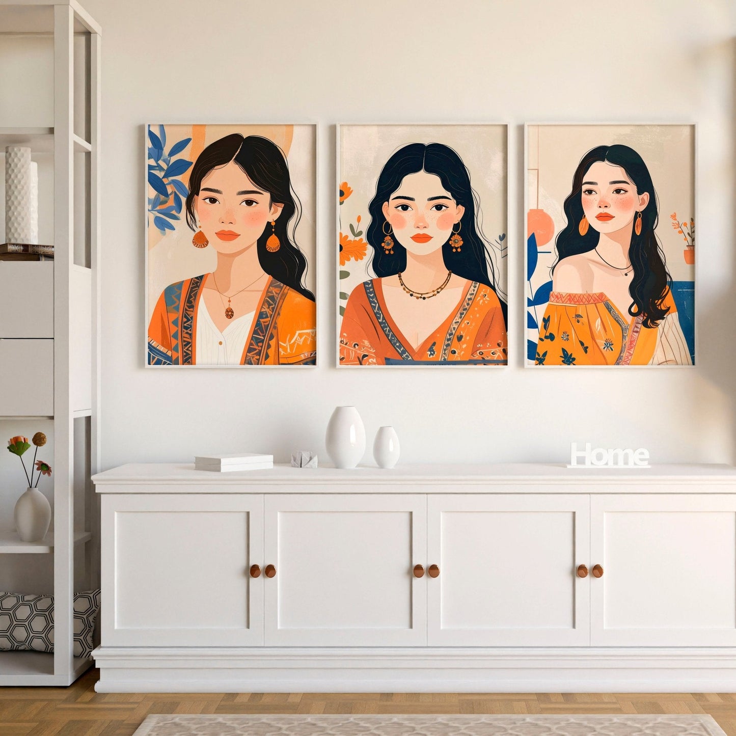 Boho Wall Art Decor | Set of 3 Boho Women Wall art Prints
