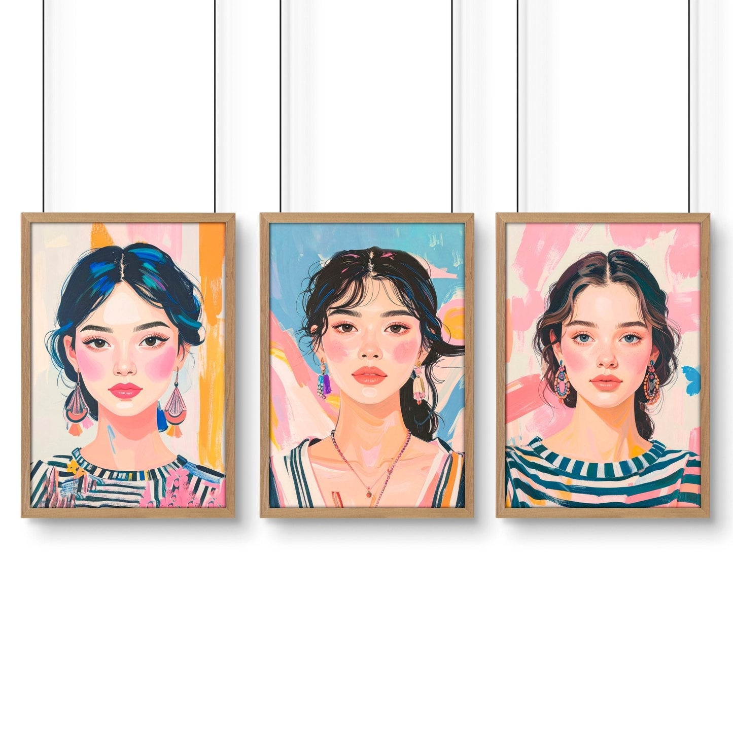 Boho Wall Art | Set of 3 Boho Women Wall art Prints