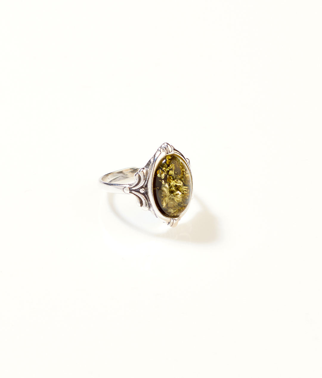 Boho Green Amber Ring