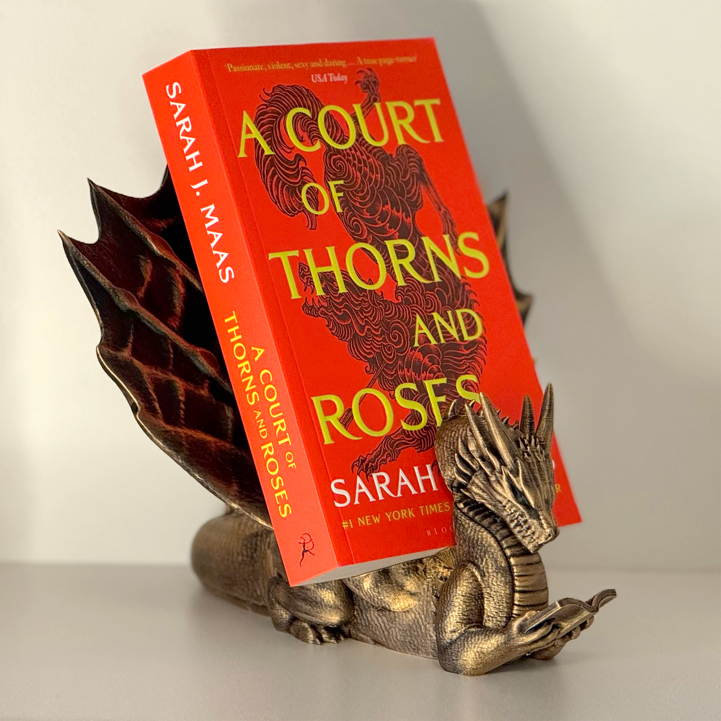 Book Wyrm Dragon Tablet or Book Holder | 3D Printed Fantasy Shelf Decor