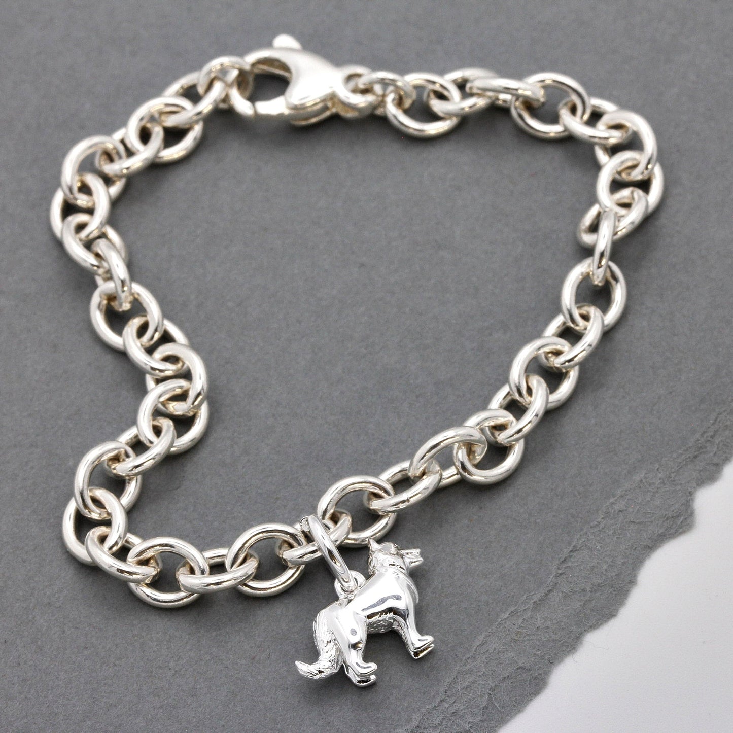 Border Collie Silver Dog Charm