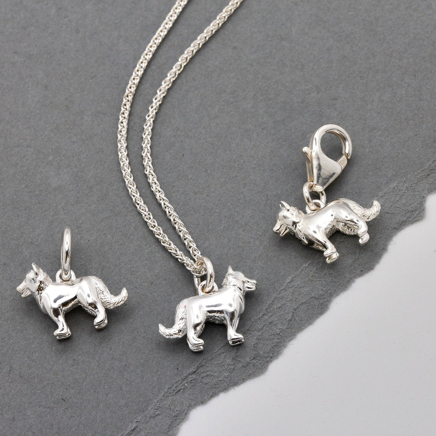 Border Collie Silver Dog Charm
