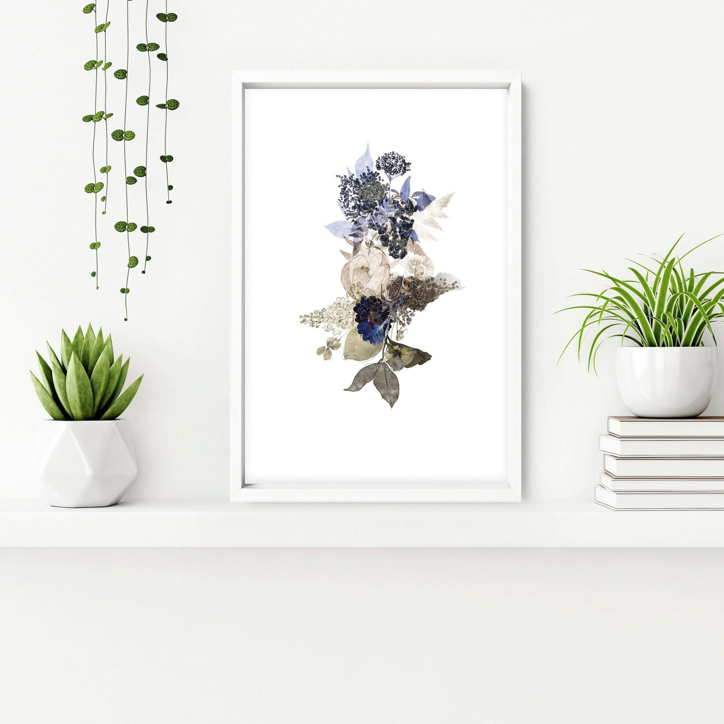Bathroom art framed | set of 3 Botanical wall prints