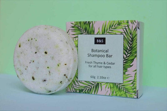 Botanical Enriching Thyme and Cedar Shampoo Bar - Plastic Free Eco Shower Bars, 60g