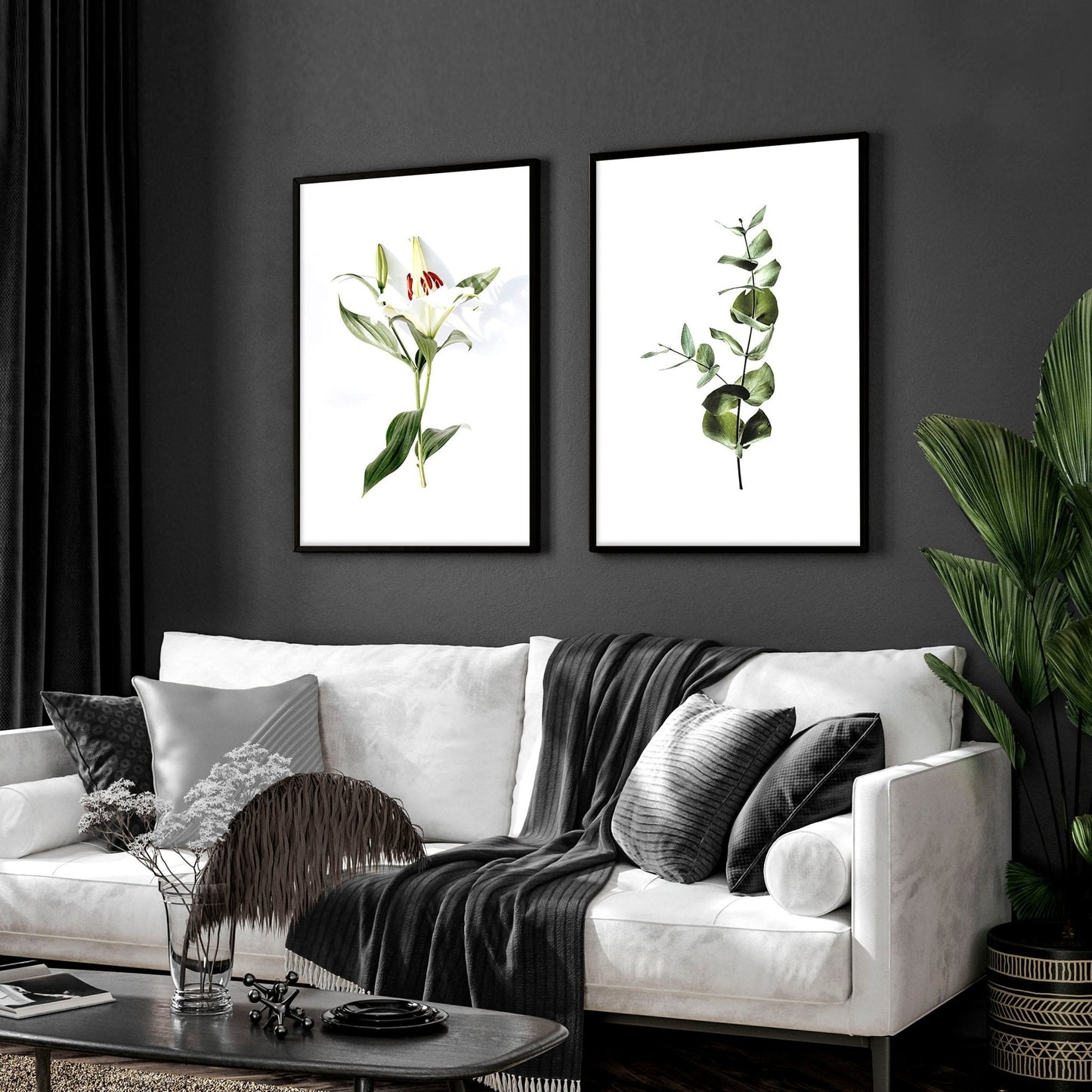Wall prints for living room | Set of 2 Botanical wall art