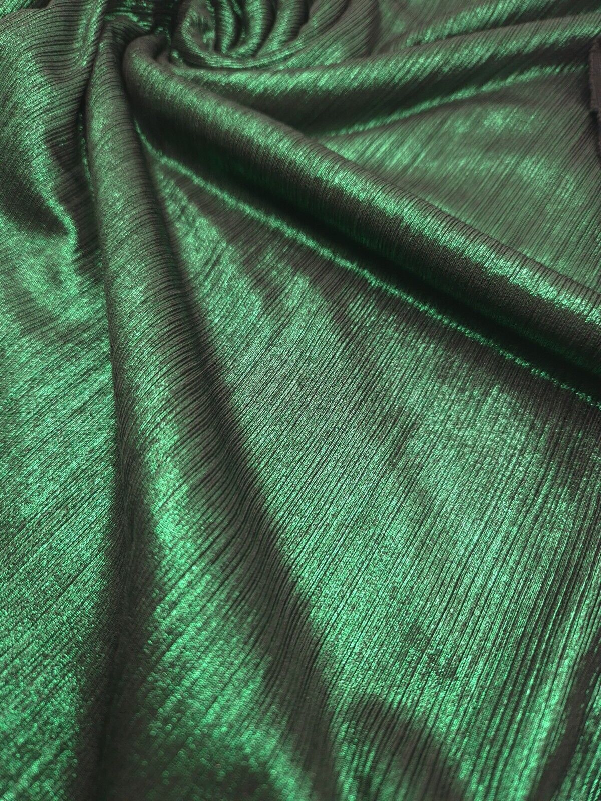 Bottle Green Metallic Foil Rib Fabric