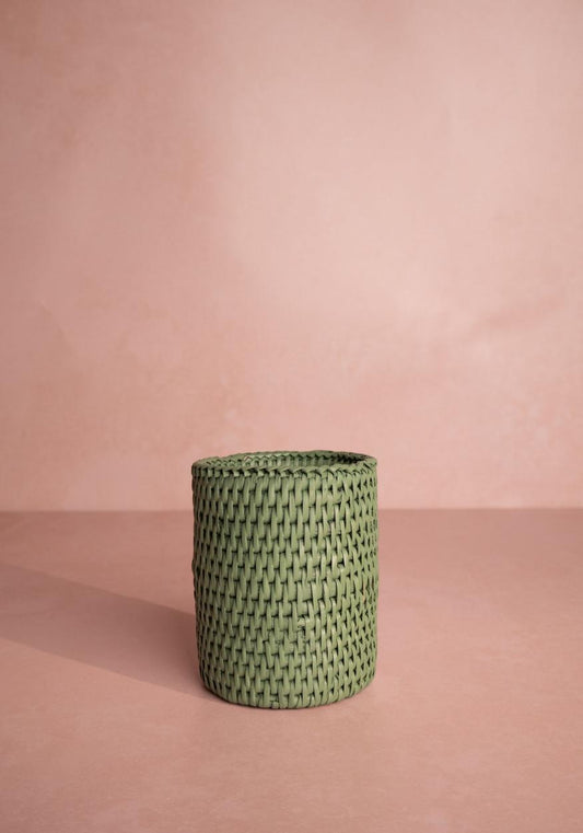 Savannah Rattan Bottle Holder - Green