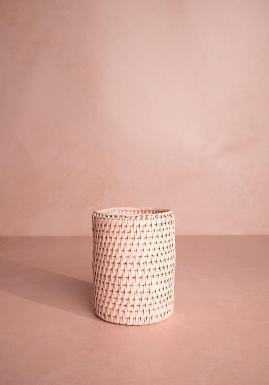 Savannah Rattan Bottle Holder - Pink