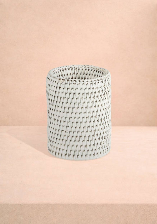 Savannah Rattan Bottle Holder - White