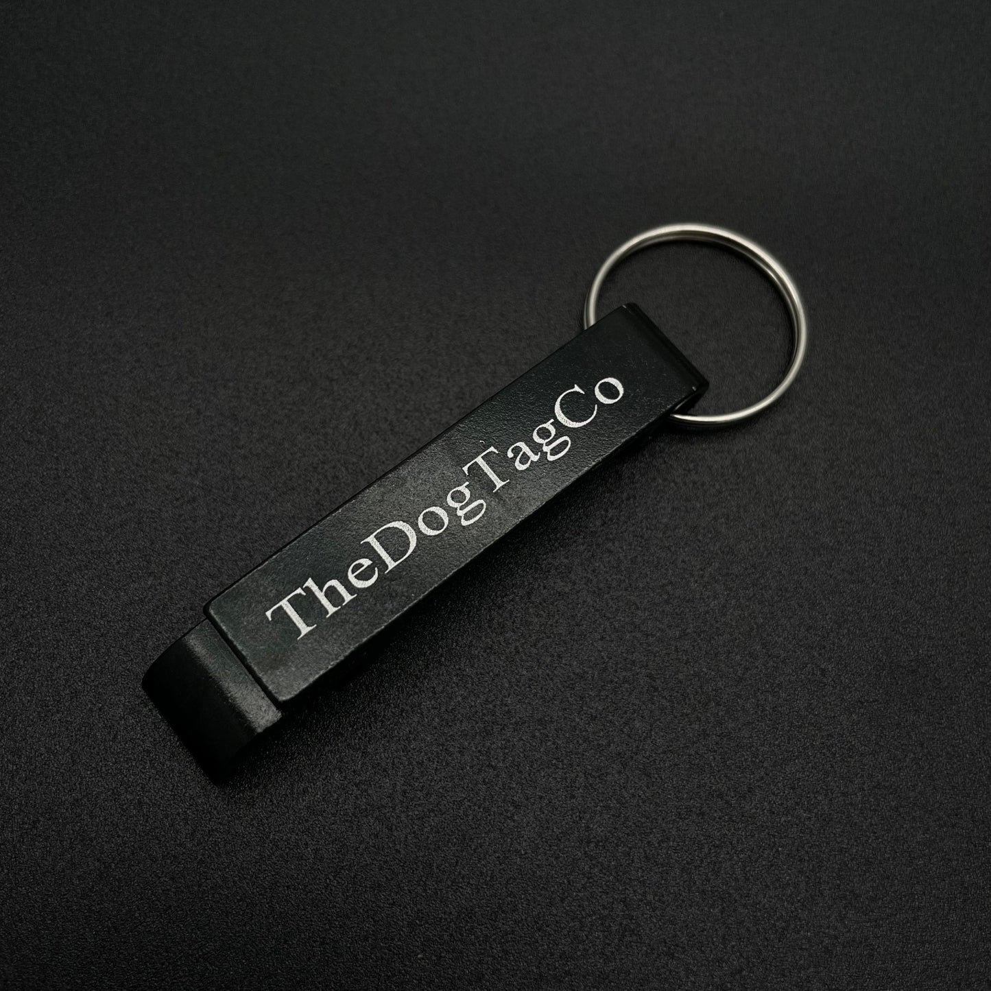 Bottle Opener Key Ring Keyring Jet Black Finish - TheDogTagCo