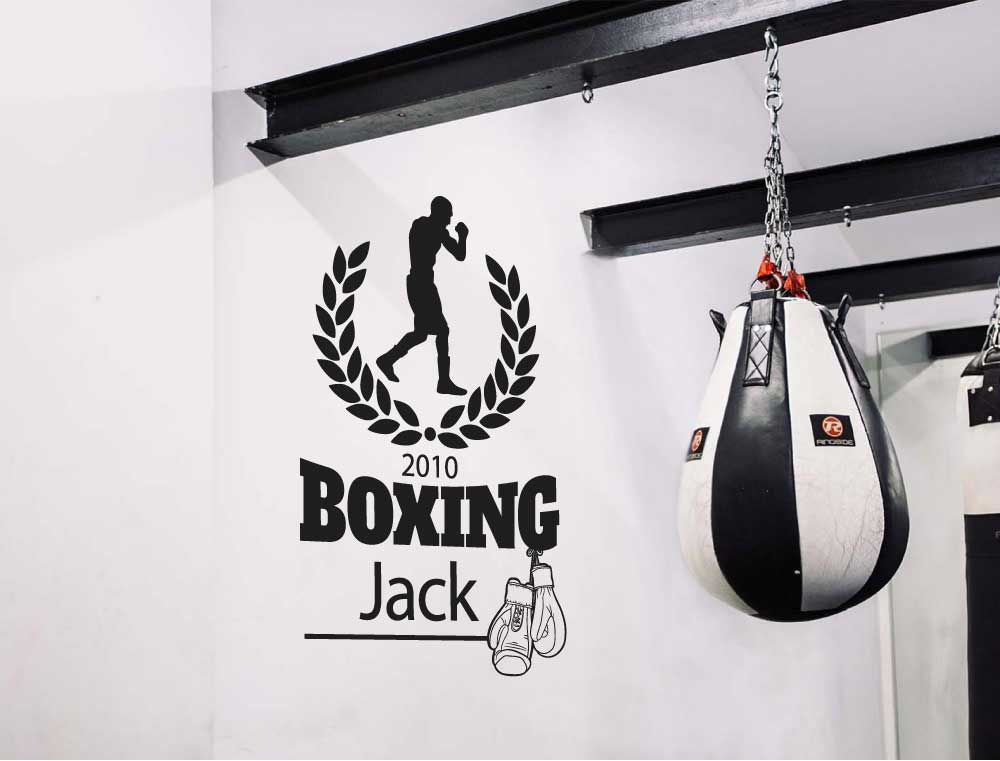 Personalised Boxing Wall Sticker – Custom Name Home Gym Decor