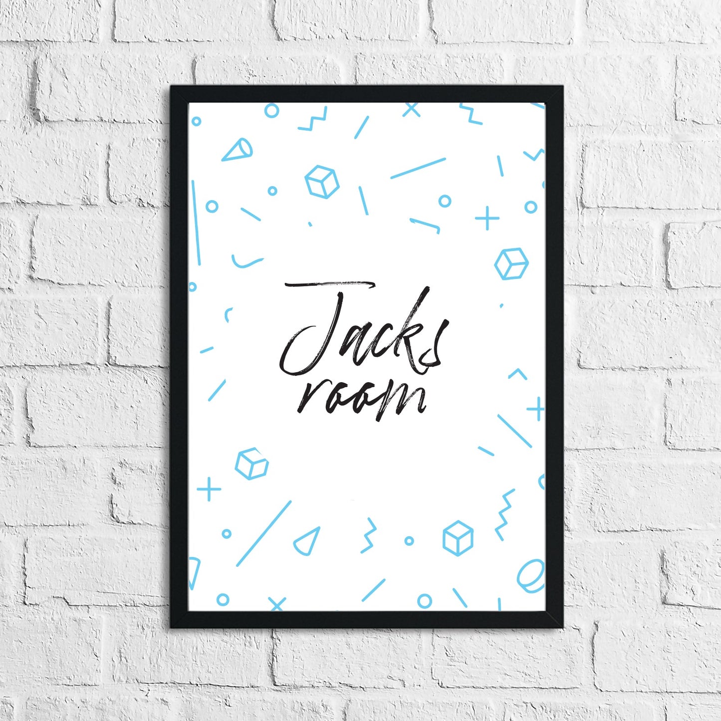 Personalised Blue Geometric Children's Room Wall Decor Print