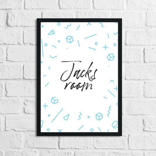 Personalised Blue Geometric Children's Room Wall Decor Print