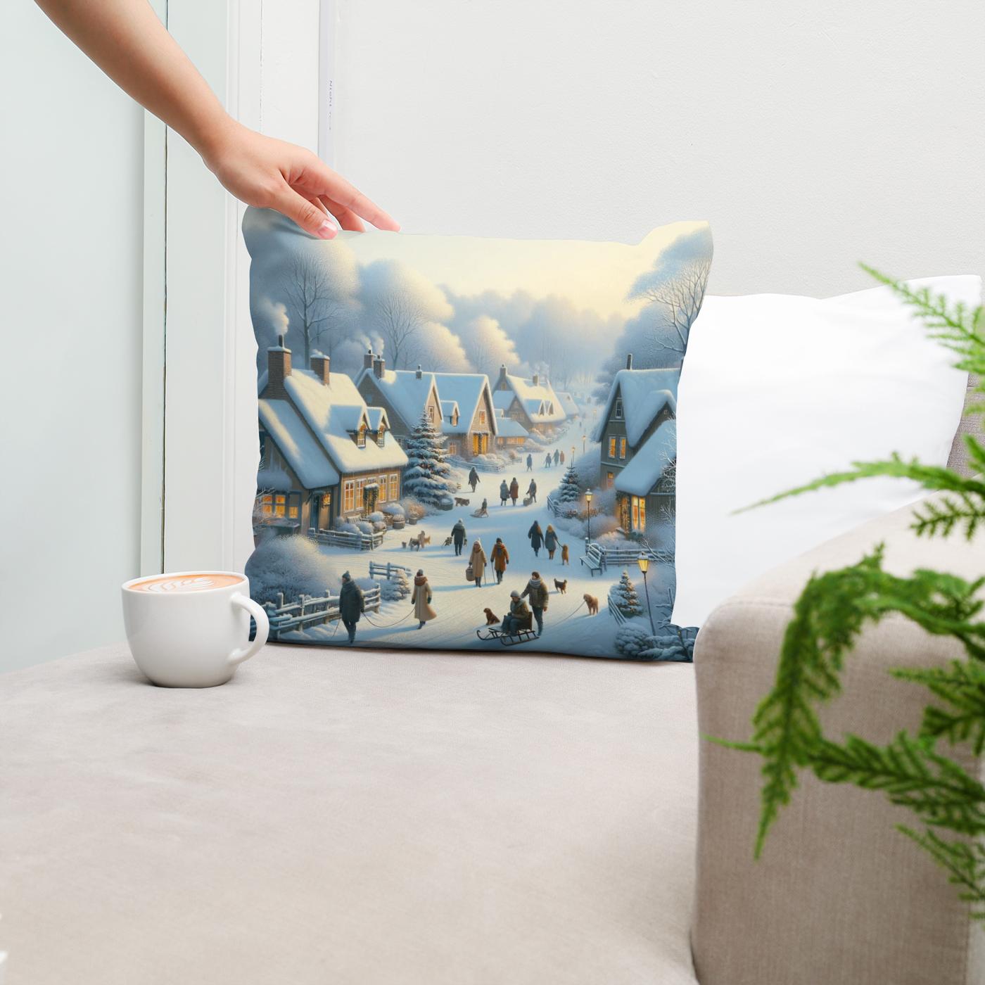 Winter Village Cotton Cushion