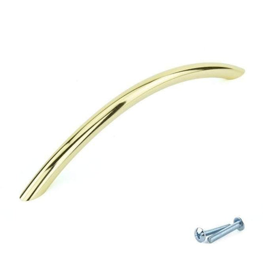 M4TEC Craignure O5 Polished Brass Bow Cupboard Door Handle – 128mm Hole Centres