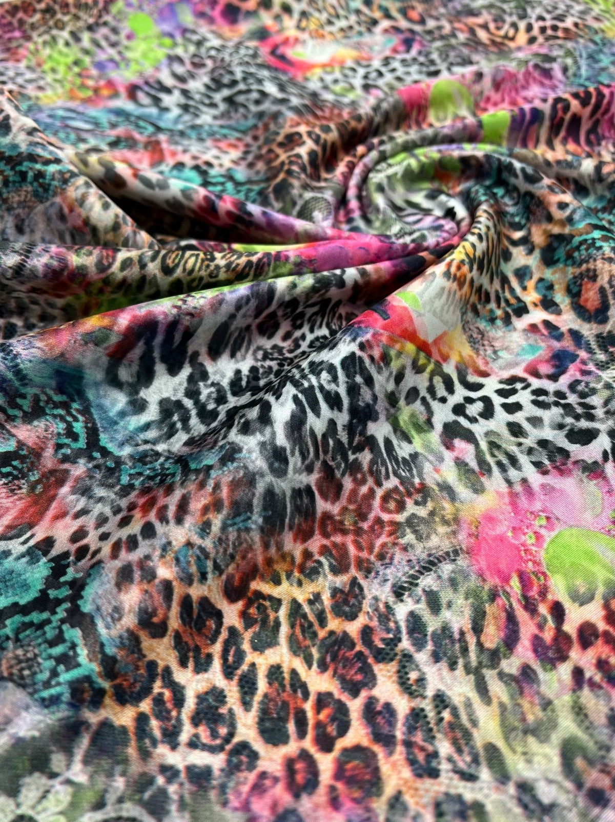 Bright Animal Floral Satin Dress Craft Fabric